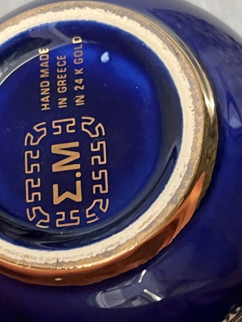 Greek Parthenon 24K Gold Cobalt Cup & Saucer Set 10 Pieces - Picture 8 of 15